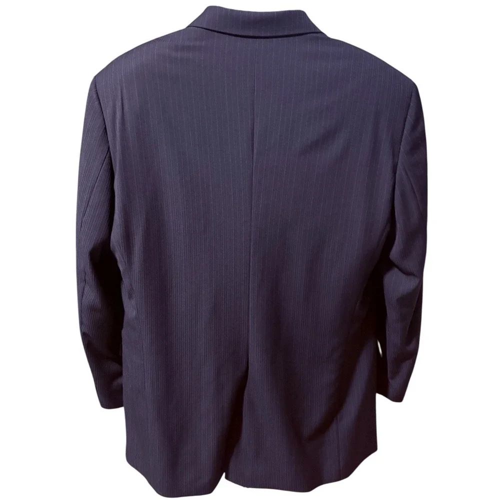 Hugo Boss Men Colombo Italy 42R Blazer Navy Pinstripe 3 Button 100% Virgin Wool